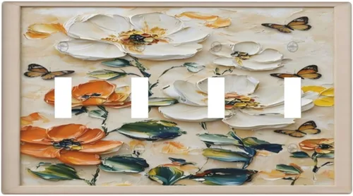 Vista 143 de Cubiertas decorativas para interruptor de luz de arte BOHO, figura abstracta de 1 gang, salida basculante, placa frontal decorativa del interruptor