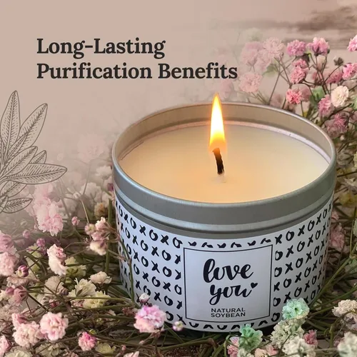 Vista 2 de Magnificent 101 Vela de lata de aromaterapia Love You de larga duración, 6 onzas, 35 horas de combustión, cera de soja totalmente natural