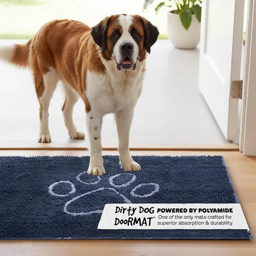 Vista 8 de Dog Gone Smart Dirty Dog Doormat - Tapete de secado rápido con respaldo súper adherente para pisos limpios - Tapete súper absorbente y lavable a