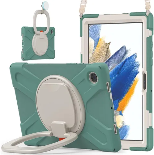 Vista 12 de Funda de rotación 360 para Samsung Galaxy Tab S6 Lite de 10.4 pulgadas, resistente, soporte de anillo giratorio, correa de transporte, correa