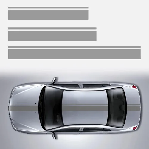 Vista 10 de 3 piezas de calcomanías de vinilo con diseño de rayas deportivas modificadas para el capó, el cuerpo y el techo del coche, gráficas, decorativas