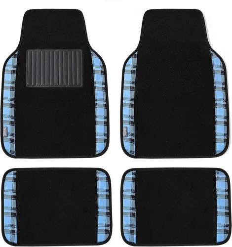 Vista 14 de FH Group Alfombrillas de coche – Alfombras a cuadros para automóvil, ajuste universal, alfombrillas de piso de automóvil, alfombrillas multiusos