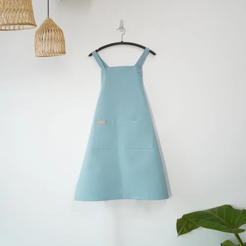 Vista 5 de Delantal de cocina 100% algodón con 2 bolsillos, delantal de chef ajustable para cocinar, hornear barbacoa, delantal unisex