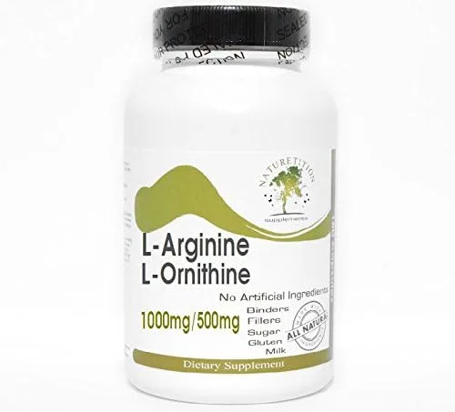 L-Arginina 1000mg y L-Ornitina 500mg 200 Cápsulas - Sin Aditivos Naturetition Supplements