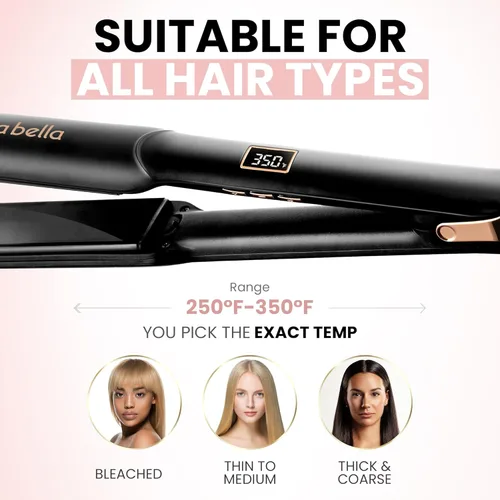 Vista 5 de ELLA BELLA® Plancha Alisadora de Cerámica para Cabello • Plancha Profesional para Alisar el Cabello • Pantalla Digital para Controlar con Precisión