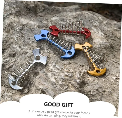 Vista 9 de 2 unids Fishbone Tent Spring Buckle Aleación de Aluminio Estacas Cuerda de Viento Hebilla para Estacas Tierra Clavos para Camping