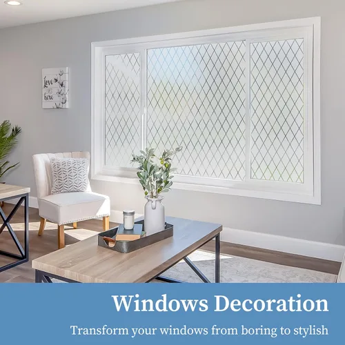 Vista 15 de Película de Ventana de Malla Esmerilada, Película de Privacidad para Ventana, Adhesivo Decorativo para Ventana No Adhesivo, Película de Vidrio