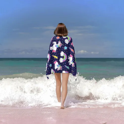 Vista 8 de Dorekim Toalla de playa, unicornio arcoíris Thunder, toallas de playa de microfibra de gran tamaño para viajes, toalla de secado rápido