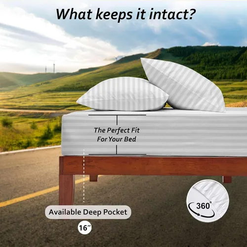 Vista 52 de Juego de sábanas para autocaravana tamaño individual (39 x 75) – 100% algodón egipcio, suave y refrescante, sábana bajera de 16 pulgadas