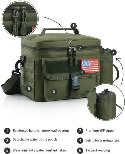 Vista 3 de JOYHILL - Lonchera táctica para hombres, con aislamiento térmico y bolsa extraíble para botellas, hielera duradera, moderna, grande, a prueba