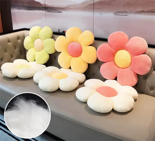 Vista 3 de Almohada en forma de flor, cojín de flores, almohada de lectura y almohada cómoda para el ocio, cojín de coche (amarillo/rosa, 15.7 x 15.7 in), 1