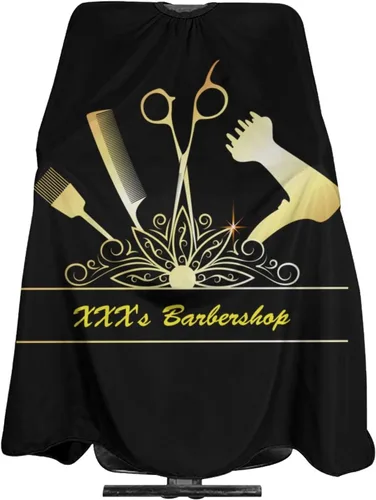 Vista 18 de Capa de peluquería impermeable personalizada, añade tu texto fotográfico, capa personalizada de peluquería para hombres, capa de corte de pelo