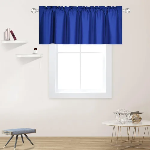 Vista 61 de DECOVSUN Cenefa morada para ventanas de 60 x 18 pulgadas, aislamiento térmico sólido, bolsillo para cortinero, cenefa corta para cocina, cenefa