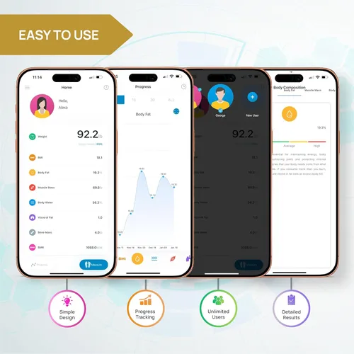 Vista 4 de INEVIFIT Báscula de baño, báscula digital de cuerpo de alta precisión, mide peso hasta 400 libras. Incluye