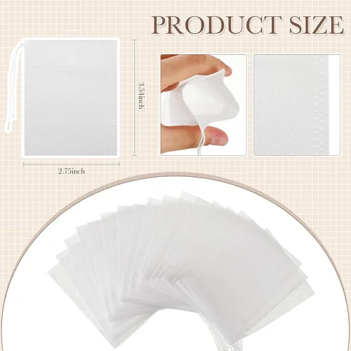 Vista 2 de Zubebe 2400 bolsas de té desechables para té de hojas sueltas, bolsas vacías de té con cordón de filtro a granel infusores para café, hierbas