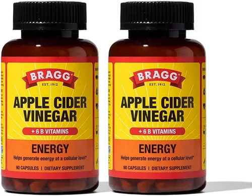 Vista 10 de Bragg Energy Cápsulas de vinagre de sidra de manzana con vitaminas B-12, 90 cápsulas, control de peso, sin OMG, vegano, sin gluten, sin azúcar