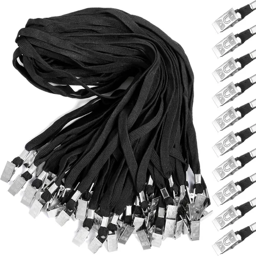 Vista 10 de Marspark Cordones a granel con clip para cuello plano con gancho giratorio para tarjetas de identificación
