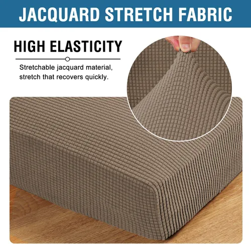 Vista 234 de H.VERSAILTEX - Fundas de cojín para asiento individual de sofá, súper elásticas, grueso tejido de sarga texturizado jacquard Negro