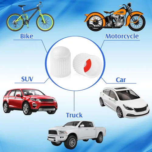 Vista 7 de Outus 20 tapas de vástago de válvula de neumático Tapas de válvula de neumático de plástico universales negras para bicicleta, bicicletas, autos