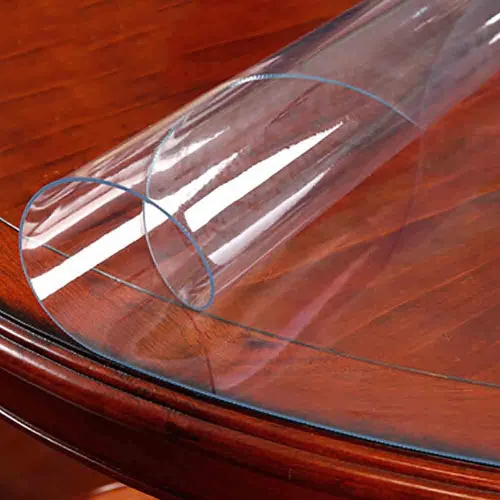 Vista 6 de Cubierta redonda de PVC transparente para mesa de comedor y sala de estar, protector de mesa de plástico transparente, protector de mesa