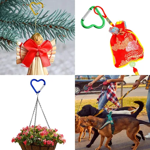 Vista 5 de Clip de llavero en forma de corazón Clip de llavero de aleación de aluminio Gancho de resorte Gancho cargado para exteriores