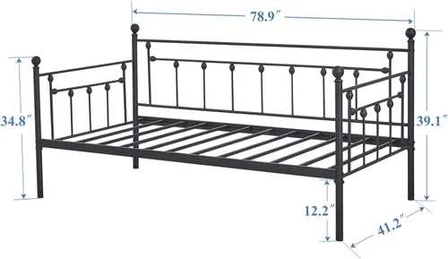 Vista 18 de VECELO Base de cama de tamaño individual con cabecero y estribo de madera, base de colchón con listones de metal fuertes y soporte antideslizante