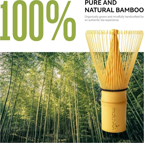 Vista 4 de Batidor de matcha – Batidor de bambú para polvo matcha, hecho a mano orgánico tradicional japonés Chasen, agitador de matcha de 100 puntas Wisk