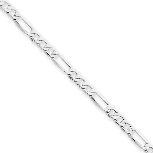 Vista 3 de PORI JEWELERS 10K White Gold 2MM,2.3MM, 5.5MM Figaro 3+1 Link Chain Necklace - Size 14"-30