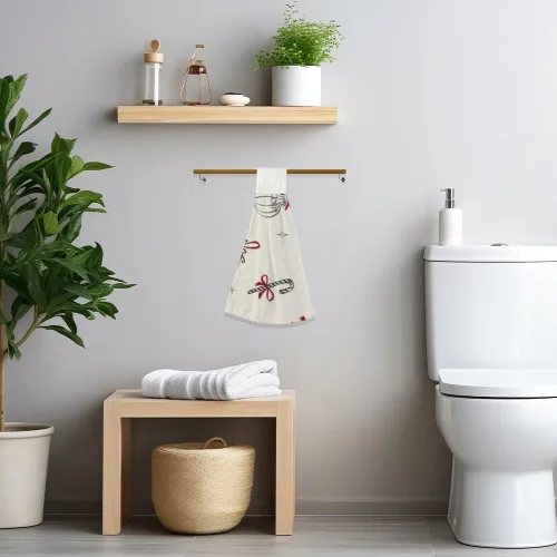 Vista 6 de Retro Turkey Kitchen Hand Towels 2Pcs Kitchen Decor Candy Cane Towels with Hanging Loop Soft Absorbent Microfiber Washcloth Dragon Towel for Bar