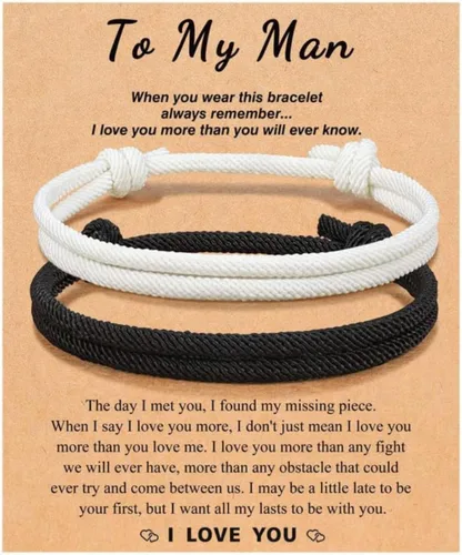 Pulseras para parejas para él y ella, regalos de amor a juego, regalos de cumpleaños para parejas, aniversario, día de San Valentín B