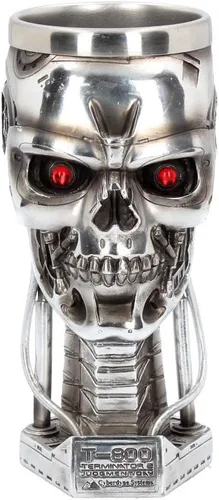 Vista 7 de Nemesis Now Terminator Head Goblet 6.7 in Plata, Resina con Inserto de Acero Inoxidable