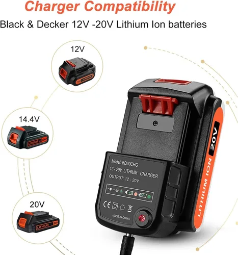 Vista 6 de ANTRobut Reemplazo de 3500 mAh para batería de litio Black and Decker de 20 V y cargador compatible con baterías Black & Decker de 20 V