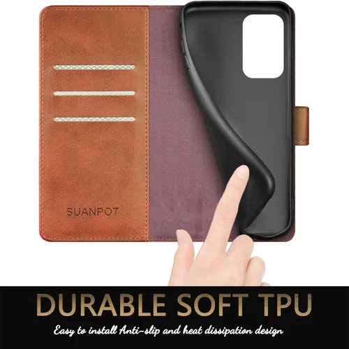Vista 5 de SUANPOT Funda de piel tipo cartera para Samsung Galaxy A53 5G con tarjetero RFID para tarjetas de crédito Flip Folio Book Funda a prueba de golpes