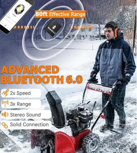 Vista 5 de PROHEAR 037 Almohadillas de gel para los oídos Bluetooth 5.0 Auriculares de protección auditiva 25dB NRR Reducción de ruido con batería recargable