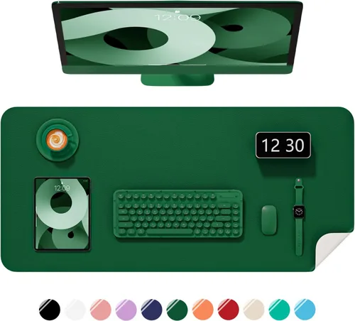 Vista 40 de Alfombrilla para escritorio, 23.6" x 13.8" de piel sintética PU, antideslizante, gran mouse pad para escritorio, alfombrilla impermeable