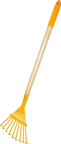 Vista 8 de JustForKids - Juego de herramientas de jardín para niños, rastrillo, pala, azada y rastrillo de hojas, tamaño reducido, hecho de cabezas de acero