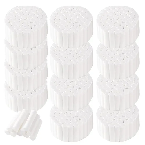 Vista 11 de Annhua 100 PIEZAS Rollos de algodón dental, gasa de algodón, #2 Mediano de 1,5" Tapones nasales de bola de algodón enrollada - 100% Algodón Natural