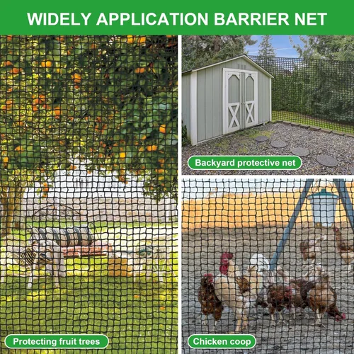 Vista 5 de Jaula de bateo de golf de nailon resistente, red de jaula de bateo de 7.8 a 10 pies con 10 mosquetones y 4 cuerdas de amarre, red de bateo duradera