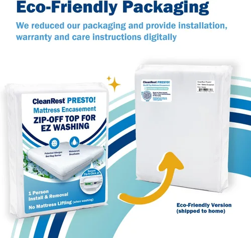 Vista 9 de CleanRest PRO Presto! Funda de colchón con cremallera para EZ Washing, tamaño individual, protector de colchón impermeable, a prueba de chinches