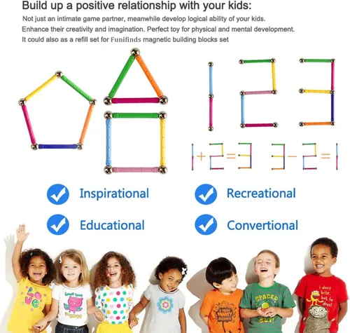 Vista 7 de 165 piezas bloques magnéticos de construcción con varillas, juguetes educativos magnéticos, bloques magnéticos con varillas, juguetes