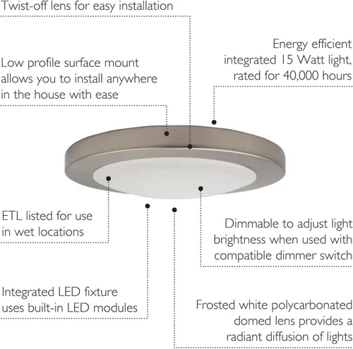 Vista 8 de Design House Paxton 588152 - Lámpara LED integrada para techo, montaje empotrado, regulable, níquel cepillado, para cocina, baño, dormitorio