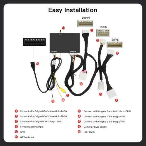 Vista 6 de CARabc Adaptador Inalámbrico Carplay Android Auto para Toyota con Entune2.0 2014-2019, Compatible