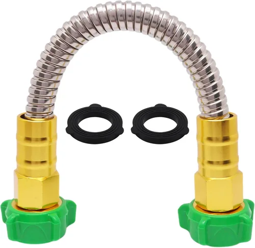 Short Garden Hose, 304 Stainless Steel Short Water Hose Extension Female to Female Metal Connector - Drinking Water Hose 1FT