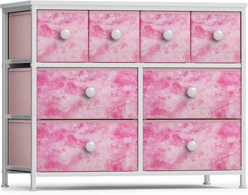 Vista 141 de Sorbus Cómoda con 8 cajones - Mueble para almacenar ropa para niño, para dormitorio, pasillo, clóset, oficina – Marco de acero, parte superior