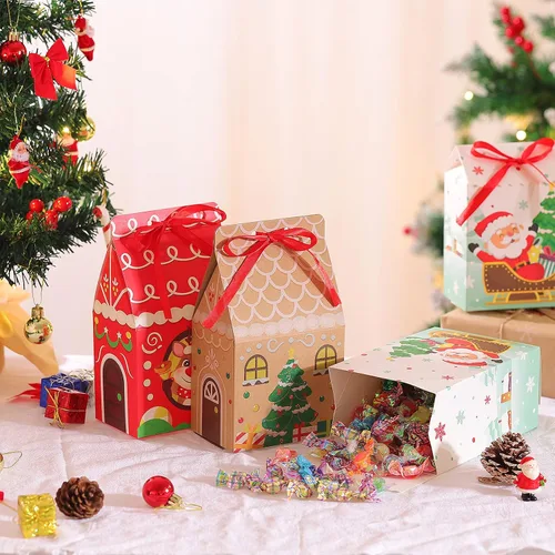 Vista 9 de Cabilock Bolsa de regalo de fiesta de Navidad, cajas de papel para manualidades de Navidad, bolsas de regalo de dulces para dulces, galletas, regalo