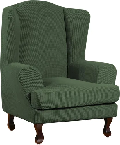 Vista 52 de Turquoize - Fundas de sillas de 2 piezas, fundas de sofá, funda de sillón con reposabrazos, protector lavable para sillas, tela jacquard gruesa Cian