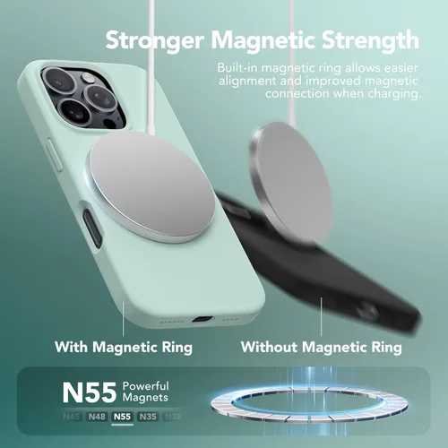Vista 751 de GONEZ Funda magnética para iPhone 14, compatible con Magsafe, con protector de pantalla + protector de cámara, forro de microfibra antiarañazos