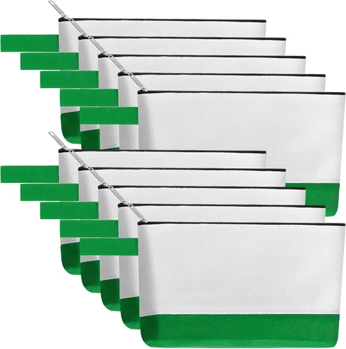 Vista 32 de 10 bolsas de maquillaje de lona de algodón con parte inferior y correa, bolsa de cosméticos multiusos con cremallera, bolsa de aseo de viaje, bolsa