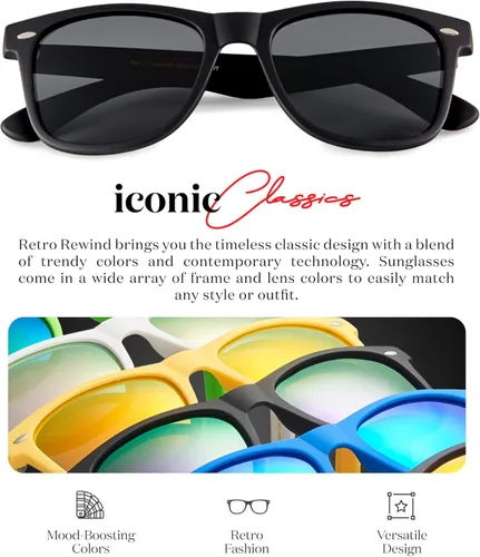 Vista 2 de Retro Rewind Gafas de sol polarizadas para hombres y mujeres gafas de sol clásicas con protección UV