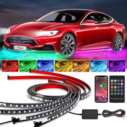 Vista 14 de Nilight Juego de 4 luces LED de 12 pulgadas, 72 luces LED RGB multicolor, con función activa de sonido y control remoto inalámbrico para coches